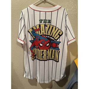 NWOT Marvel Disney The Amazing Spider-Man comic Book Baseball Jersey Sz L